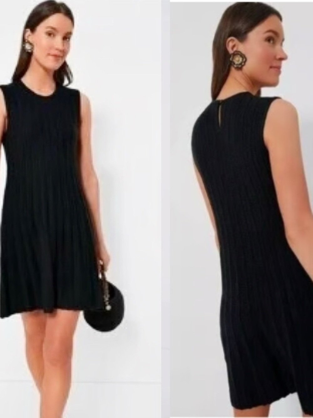 Tuckernuck POMANDER PLACE Black Adi Sleeveless Knit Dress Pleated Sz L